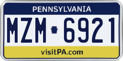 PA license plate MZM6921