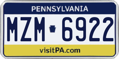 PA license plate MZM6922