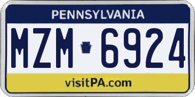 PA license plate MZM6924