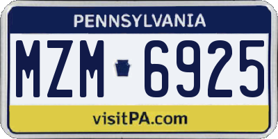 PA license plate MZM6925