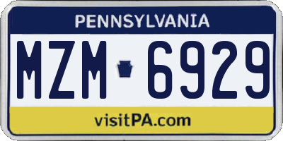 PA license plate MZM6929
