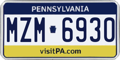 PA license plate MZM6930