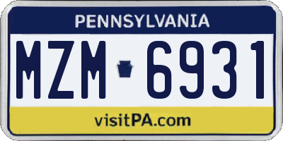 PA license plate MZM6931