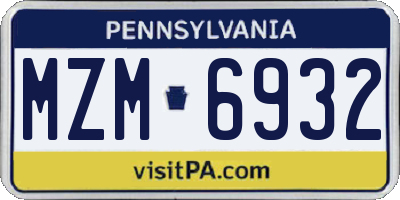 PA license plate MZM6932