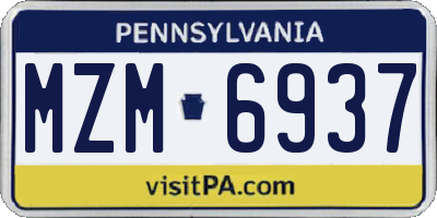 PA license plate MZM6937