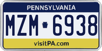 PA license plate MZM6938