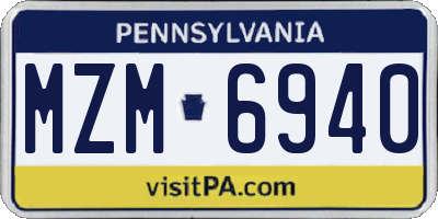 PA license plate MZM6940