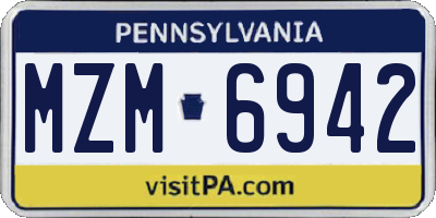 PA license plate MZM6942