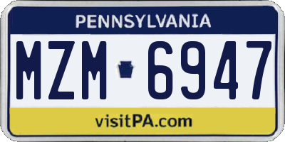 PA license plate MZM6947