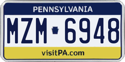 PA license plate MZM6948