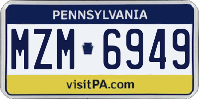 PA license plate MZM6949