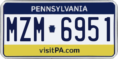PA license plate MZM6951