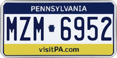 PA license plate MZM6952