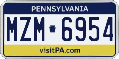 PA license plate MZM6954