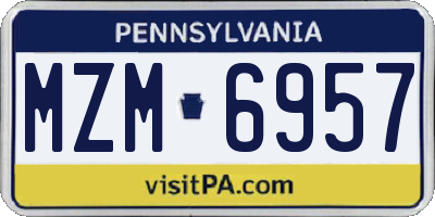 PA license plate MZM6957