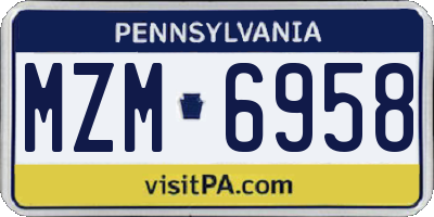 PA license plate MZM6958