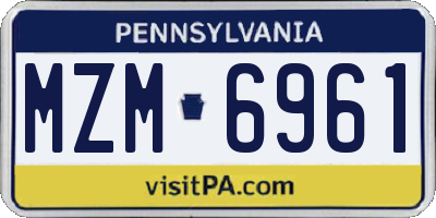 PA license plate MZM6961