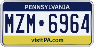 PA license plate MZM6964
