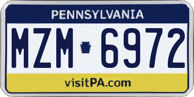 PA license plate MZM6972