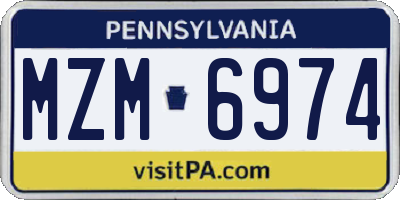 PA license plate MZM6974