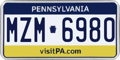 PA license plate MZM6980