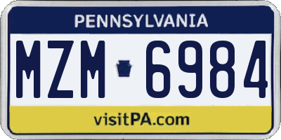 PA license plate MZM6984