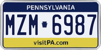 PA license plate MZM6987