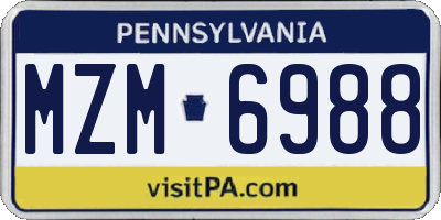 PA license plate MZM6988