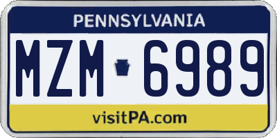 PA license plate MZM6989