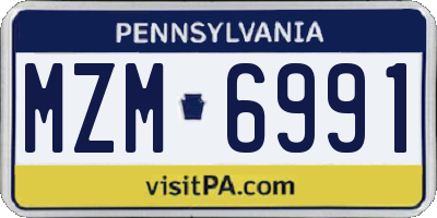 PA license plate MZM6991
