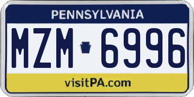 PA license plate MZM6996