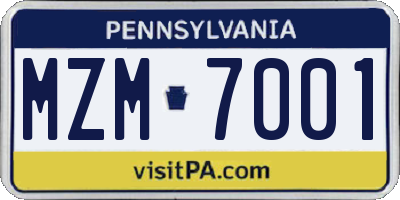 PA license plate MZM7001