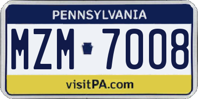 PA license plate MZM7008