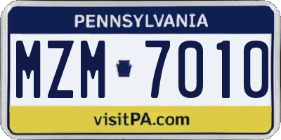 PA license plate MZM7010