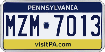 PA license plate MZM7013