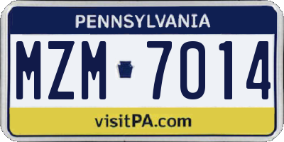 PA license plate MZM7014