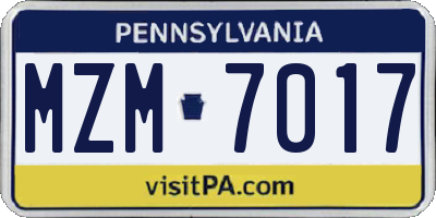PA license plate MZM7017