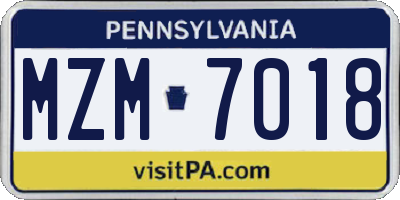 PA license plate MZM7018