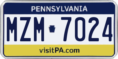 PA license plate MZM7024