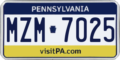 PA license plate MZM7025
