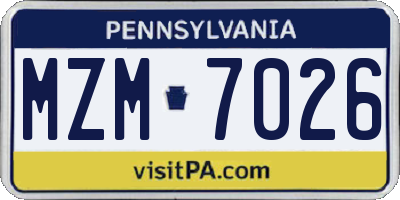 PA license plate MZM7026