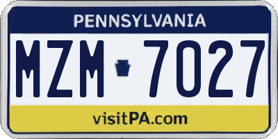 PA license plate MZM7027