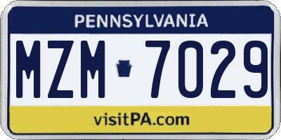 PA license plate MZM7029