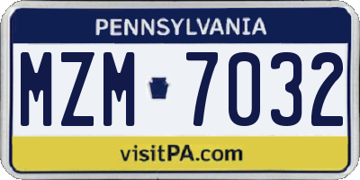 PA license plate MZM7032