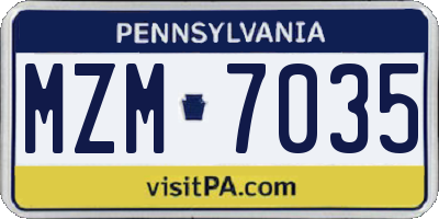 PA license plate MZM7035