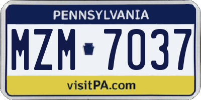 PA license plate MZM7037