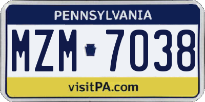PA license plate MZM7038
