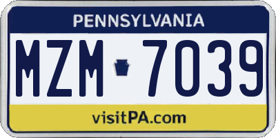 PA license plate MZM7039
