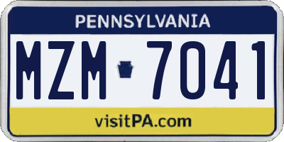 PA license plate MZM7041