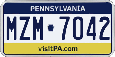 PA license plate MZM7042